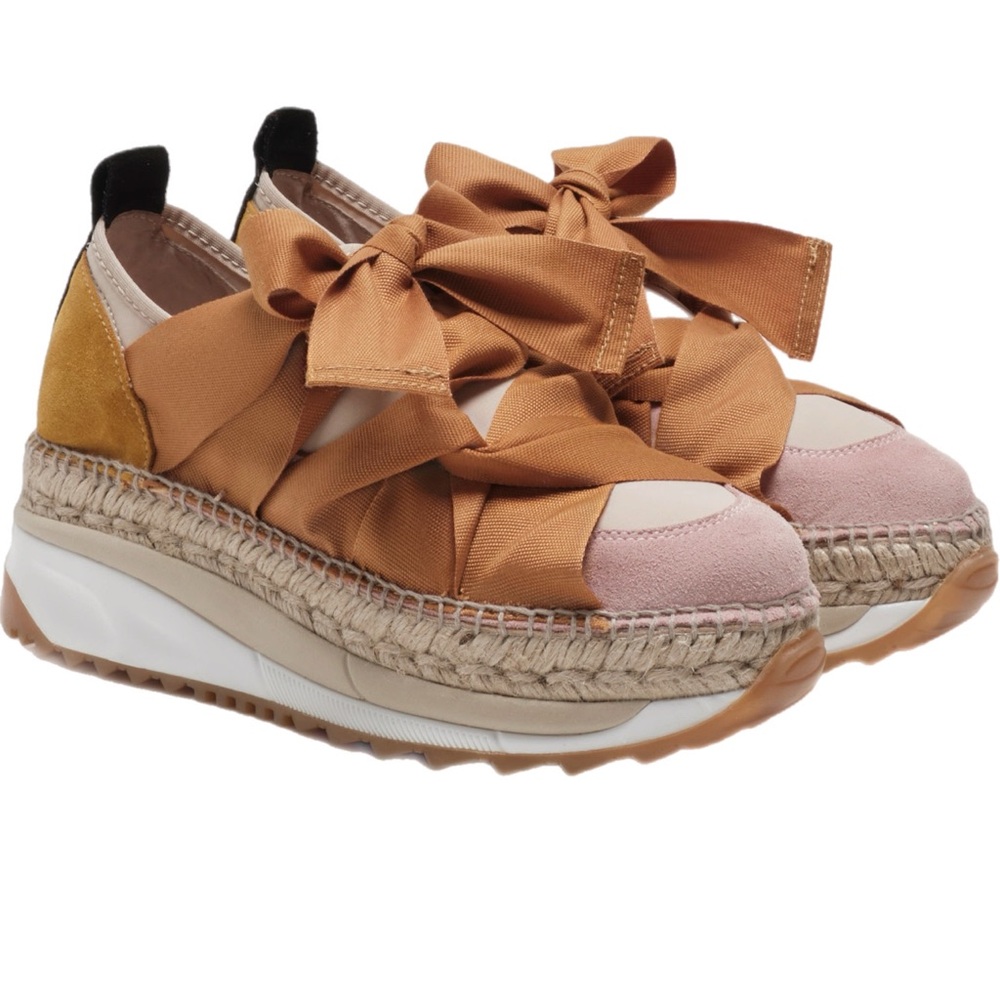 Free People Pink and Tan Espadrilles
